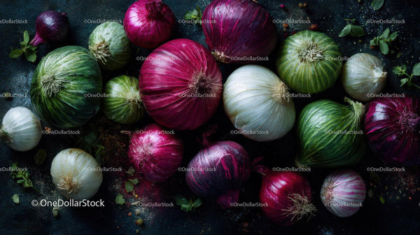 Colorful Assorted Red Green and White Onions for Culinary Uses
