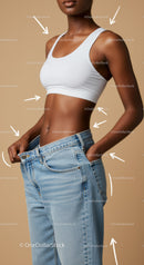 Confident Woman in Casual Sportswear and Jeans in Studio