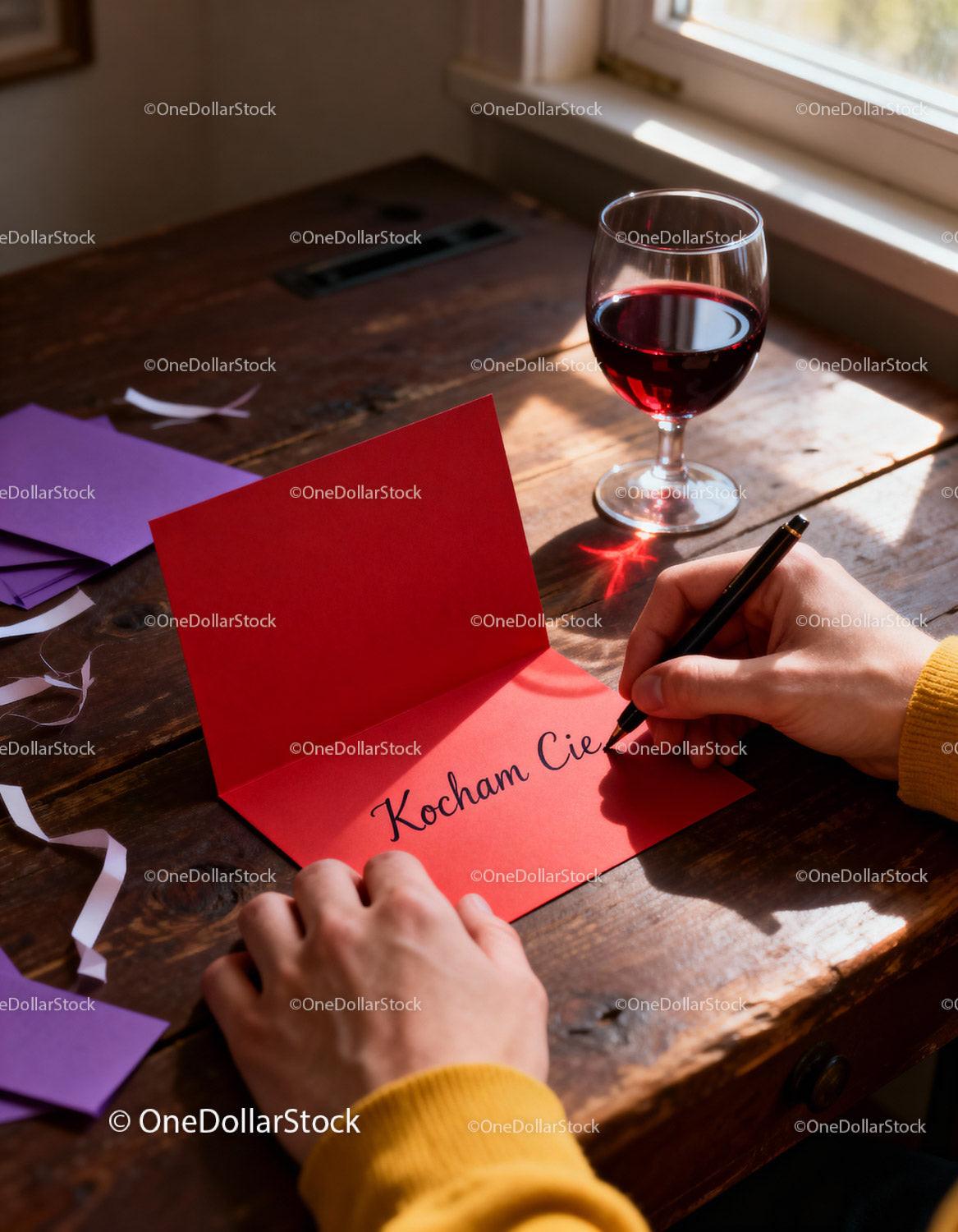 Handwriting a Romantic Love Note by the Window Light