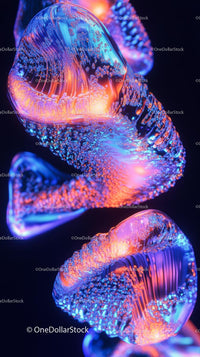 Vivid Bioluminescent Jellyfish in Deep Ocean Display