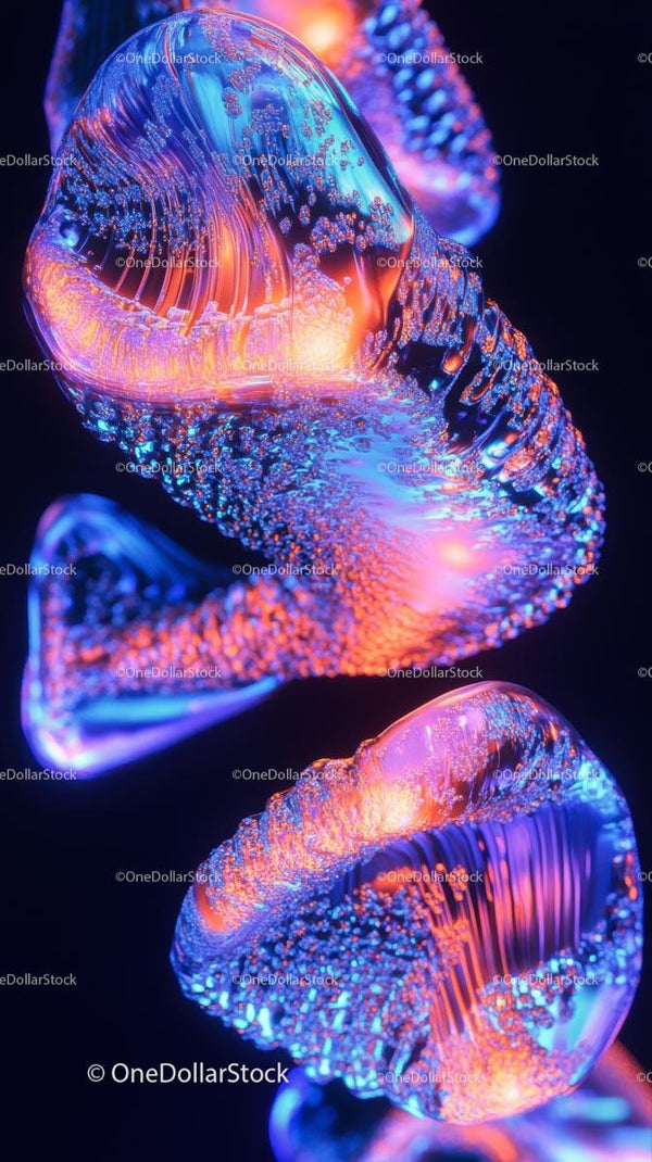 Vivid Bioluminescent Jellyfish in Deep Ocean Display