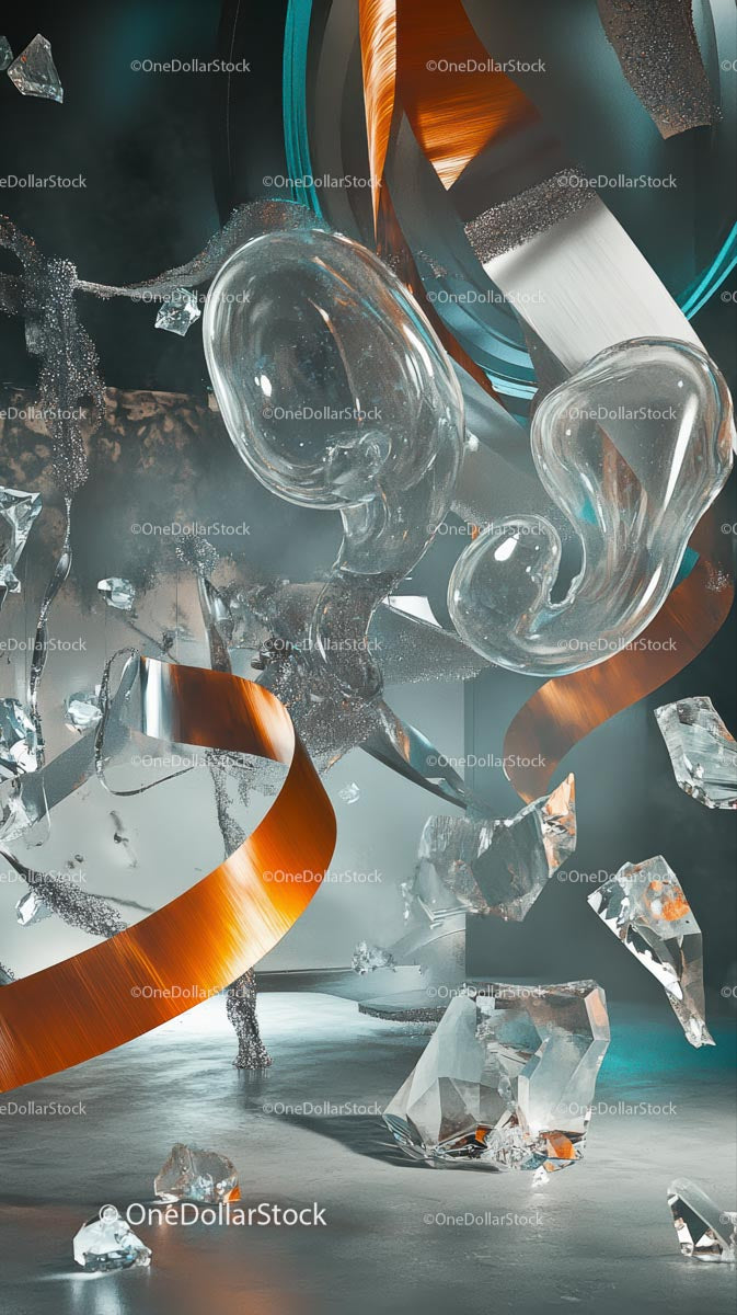 Futuristic Metallic and Glass Abstract Sculpture for Modern Art Art Installation