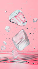 Abstract Melting Ice Cubes with Surreal Textures on Pink Background