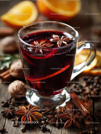 Delicious Mulled Wine with Citrus and Spices in a Glass Mug