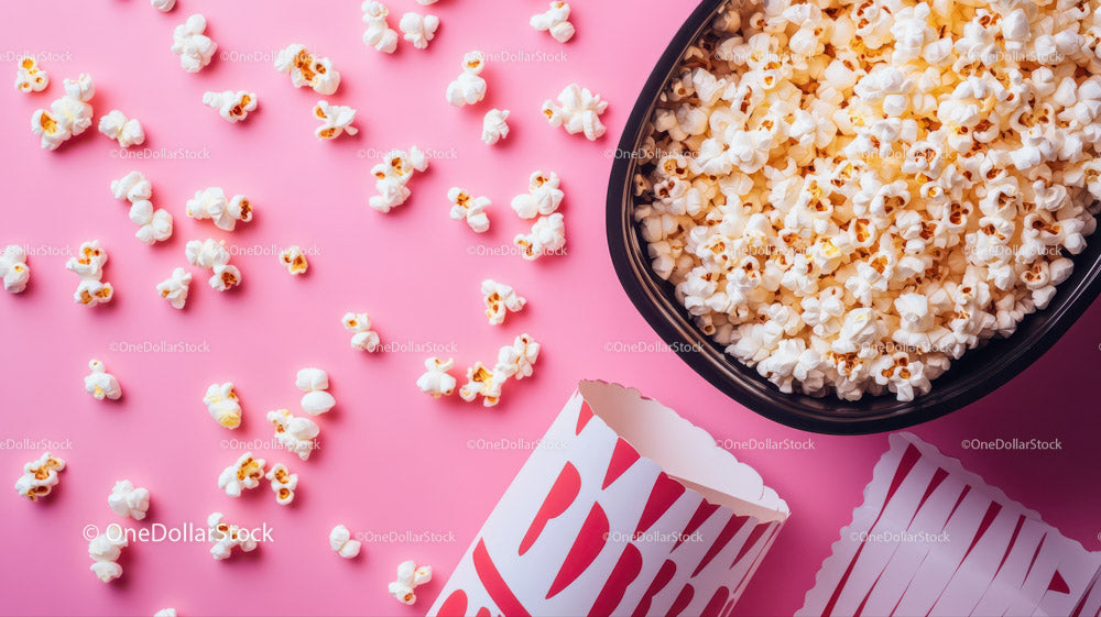 Fresh Popcorn in a Movie Theater Style Bowl for Snacking