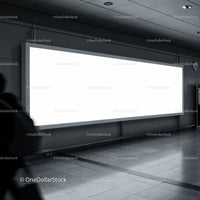 Large Blank Advertising Billboard in Modern Indoor Space