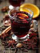 Delicious Mulled Wine with Citrus and Spices in a Glass Mug
