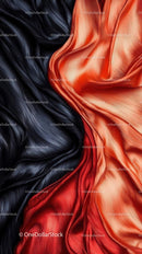 Luxurious Red and Black Satin Silk Fabric Close-up