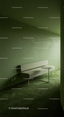 Modern Minimalist Green Indoor Bench with Textured Wall