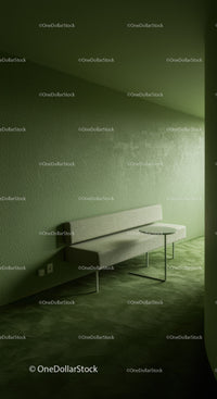 Modern Minimalist Green Indoor Bench with Textured Wall