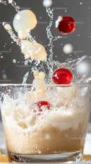 Vivid Splash of Red Currants and White Grapes in Water