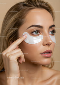 Young Woman Applying Under Eye Patches for Skin Rejuvenation