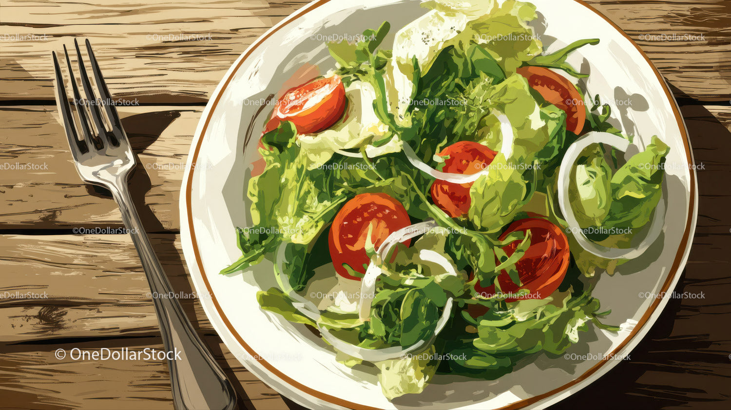 Fresh Garden Salad with Cherry Tomatoes and Lettuce