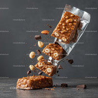 Chocolate Peanut Protein Bar Breaking with Ingredients