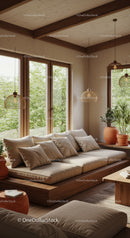Cozy living room with natural light and modern decor