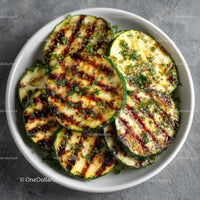 Grilled Zucchini Slices on Black Slate Plate with Char Marks