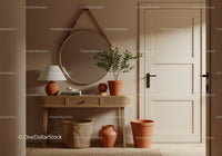 Cozy entryway with natural decor and warm earth tones