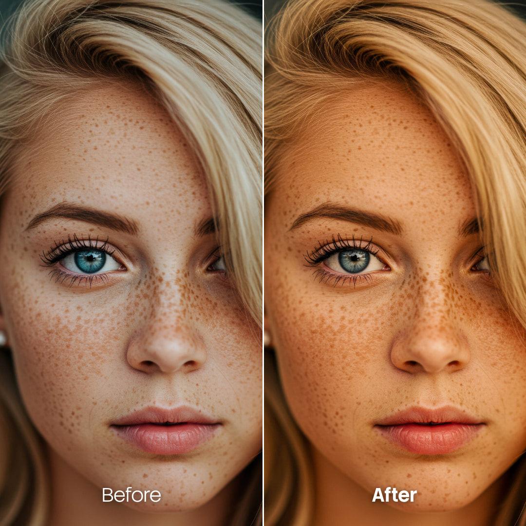 Before and after Vintage Warm No Grain Lightroom preset edit