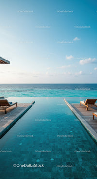 Luxury Infinity Pool Overlooking Clear Blue Ocean and Sky
