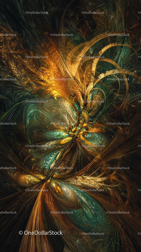 Vibrant Abstract Fractal Art with Glowing Light Swirls