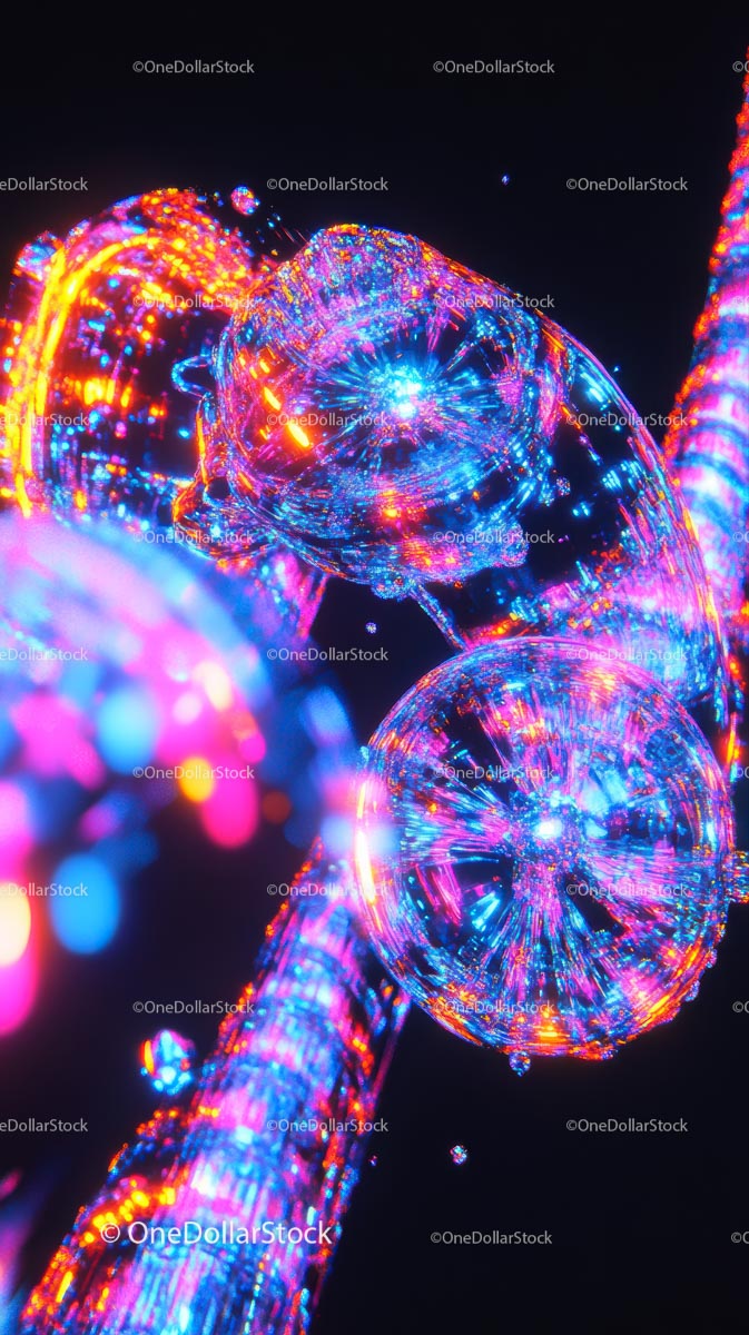 Colorful Neon Light Particles in a Scientific Visualization