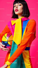 Vibrant Fashion Style with Bright Colors and Modern Makeup