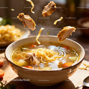 Steaming Chicken Noodle Soup with Fresh Vegetables