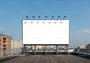 Large Blank Billboard on Urban Rooftop with Clear Sky