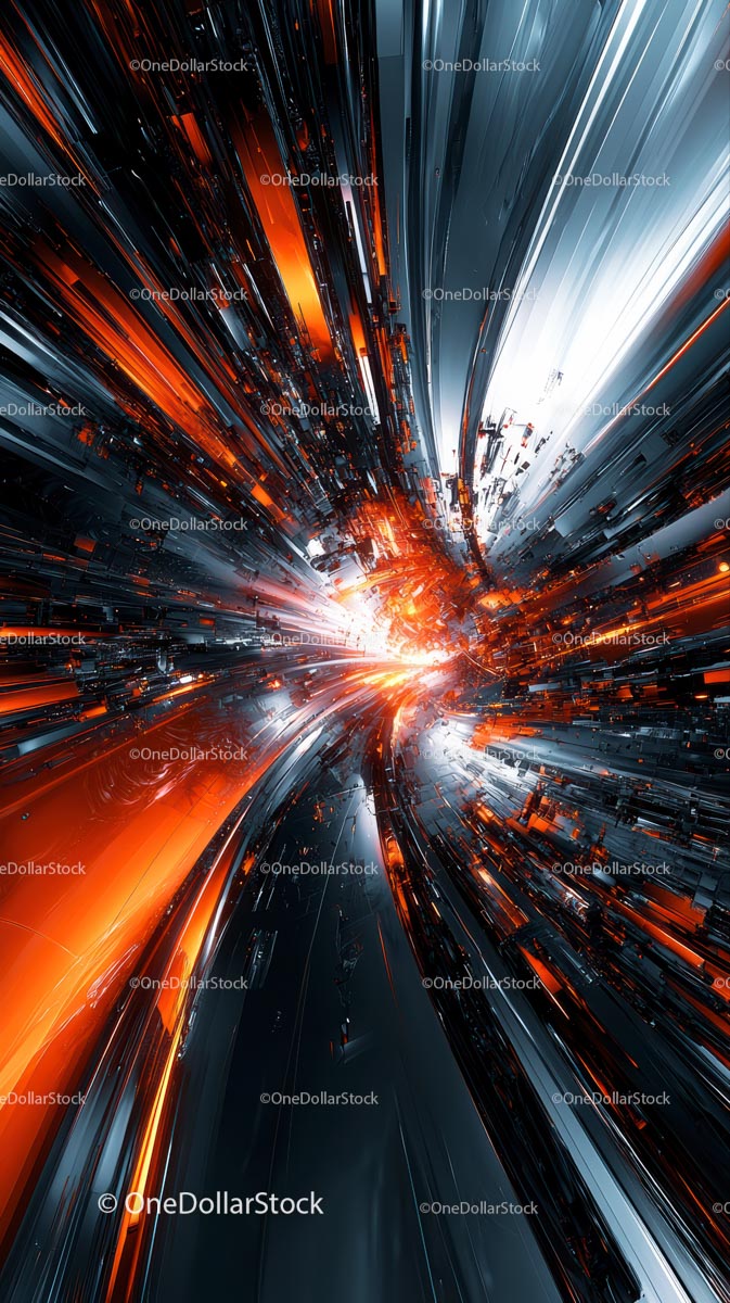 Futuristic Digital Data Streams and Neon Light Trails Background