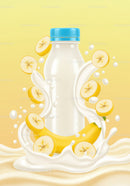 Refreshing Banana Milk Drink with Fresh Banana Slices
