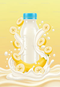 Refreshing Banana Milk Drink with Fresh Banana Slices