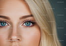 Close Up of Blue Eyes with Blonde Hair and Natural Makeup