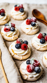 Mini Pavlovas with Fresh Berries and Cream
