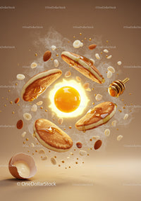 Flying Pancakes with Honey, Nuts, and Glowing Egg Yolk