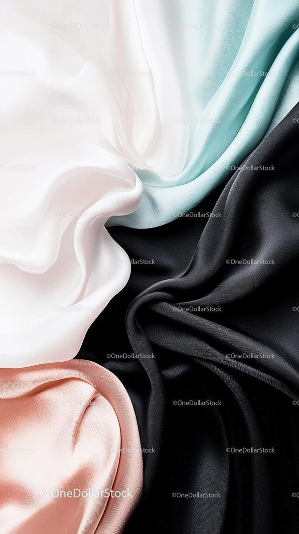Elegant Multicolored Silk Satin Fabric Close-up for Fashion and Textile Designs
