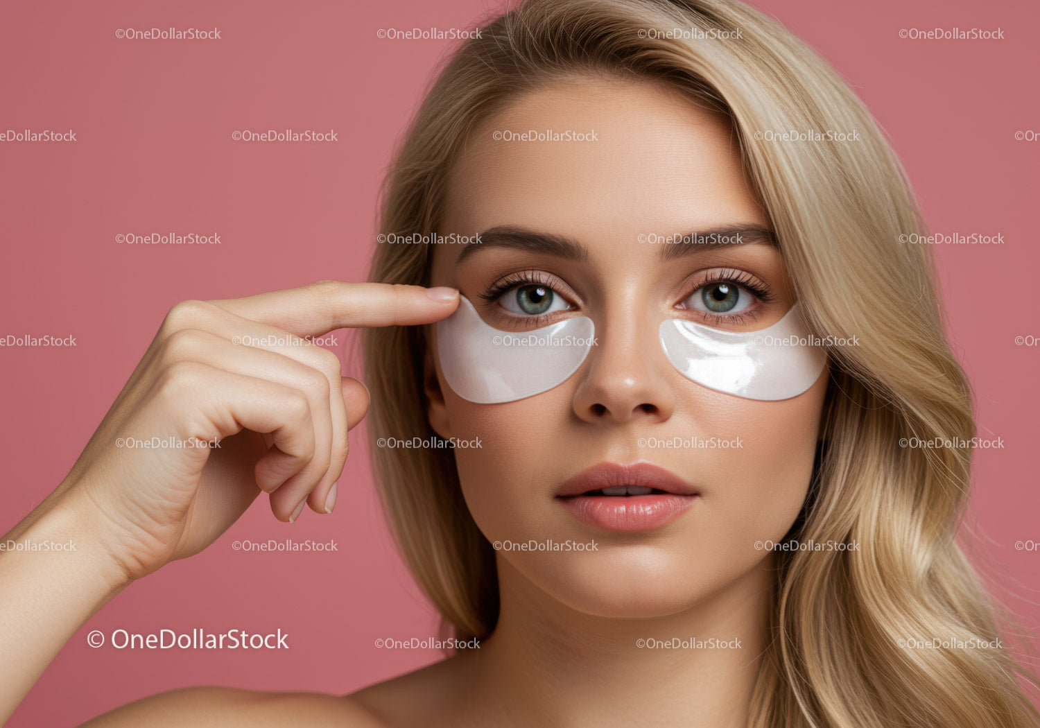 Young Woman Applying Eye Patches for Skin Care Therapy