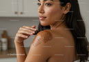 Close-up of Woman Applying Exfoliating Scrub on Shoulder in Spa