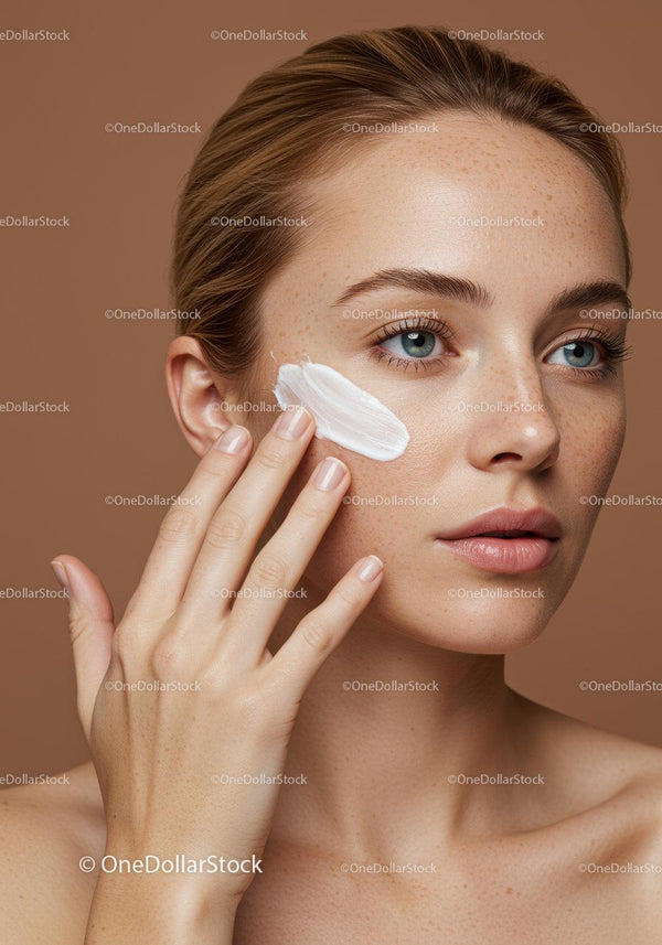 Young Woman Applying Face Cream for Flawless Skin