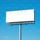 Large blank billboard against clear blue sky