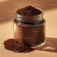 Glass Jar Filled with Fine Ground Coffee and Coffee Beans