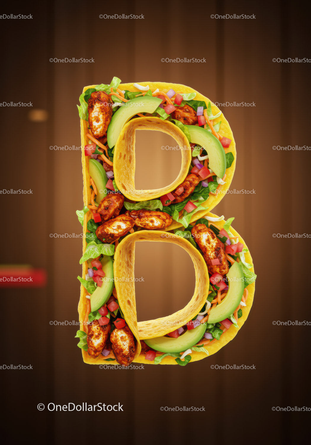 Tasty Chicken Taco Shaped as Letter B