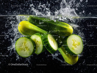 Fresh Green Cucumber Slices Water Splash Healthy Food Ingredient