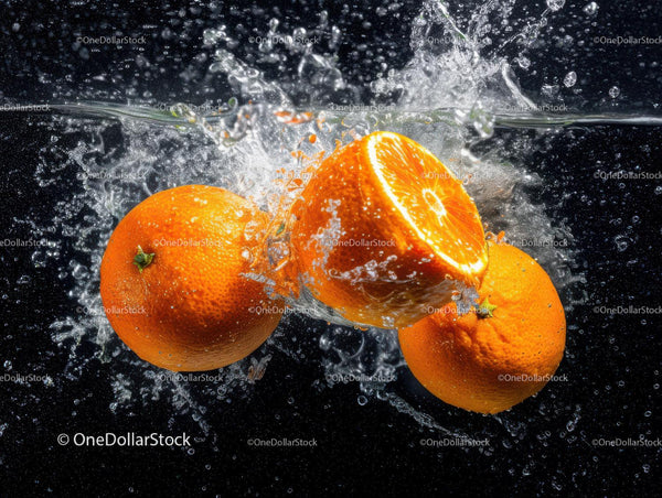 Fresh Orange Slices with Water Splash