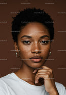 Close-up of a Young African Woman with Short Afro and Clear Skin