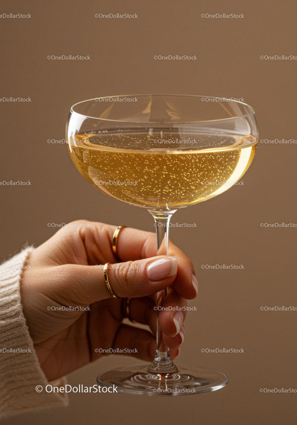 Woman Holding Elegant Glass of Sparkling Champagne