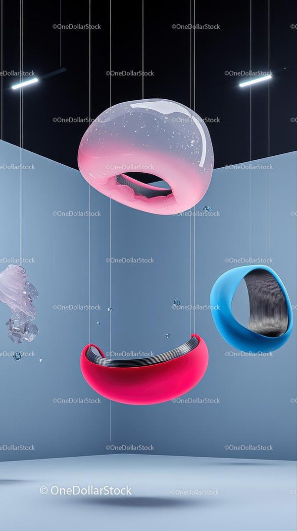 Futuristic Abstract Art with Glowing Spheres and Neon Lighting