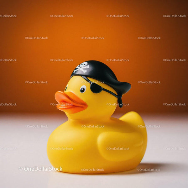 Piracka Gumowa Kaczuszka z Czarnym Kapeluszem Pirata i Opaską na Oku