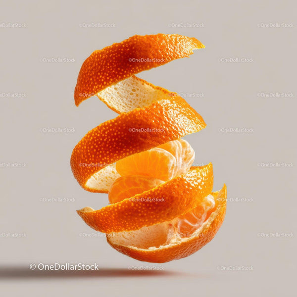 Vibrant Peeled Orange Segments and Citrus Peel Close-Up