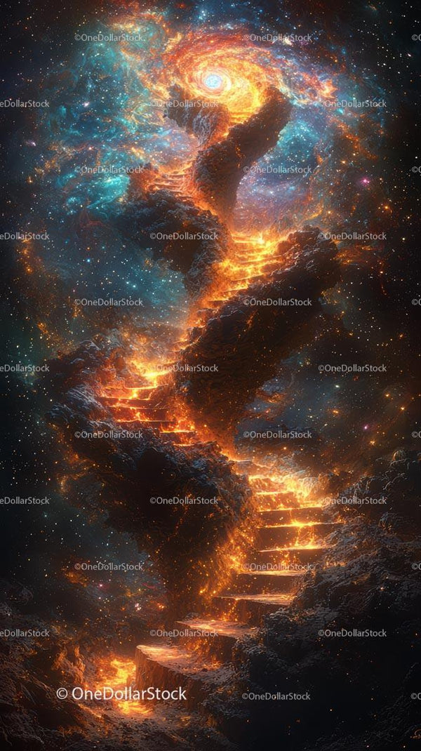 Stunning Cosmic Galaxy with Bright Swirling Nebula and Stars