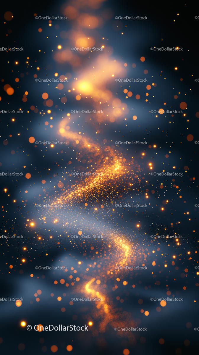 Glowing Abstract Light Trail with Sparkling Particles for Creative Design
